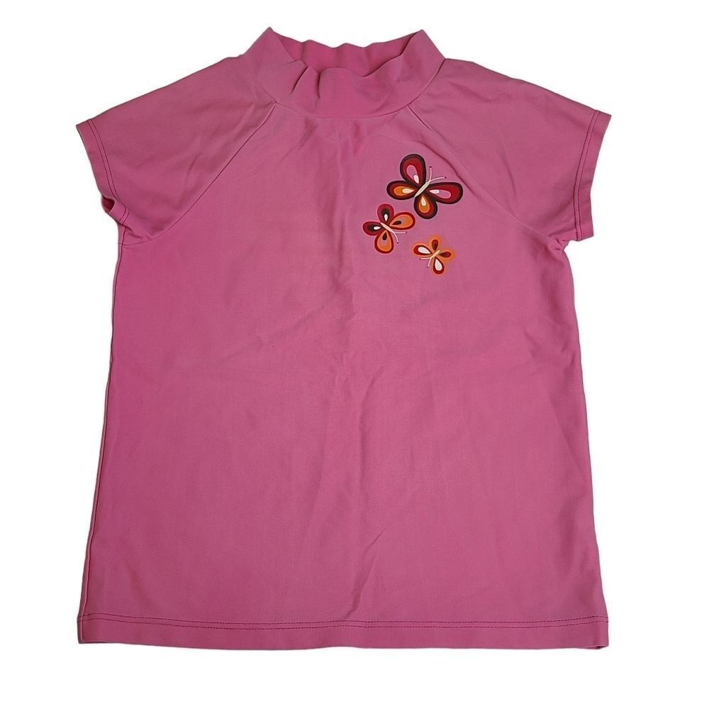 Circo Girls Pink Butterflies Short Sleeve Rash Guard Size 5T Swim